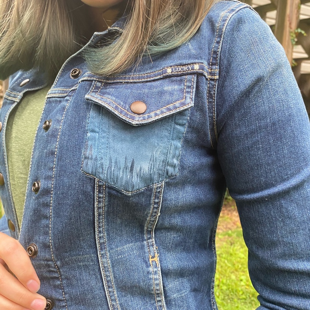 Lucky Brand Hand Painted Jean Jacket! - Picture 5 of 8